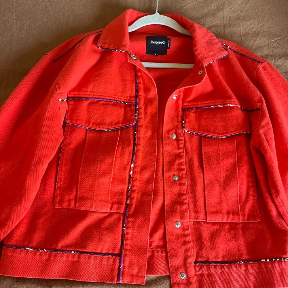 Desigual. Jacket: Medium, Red Orange - image 1